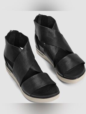 EILEEN FISHER SPORT TUMBLED LEATHER SNEAKER SANDALS SIZE 8 1/2